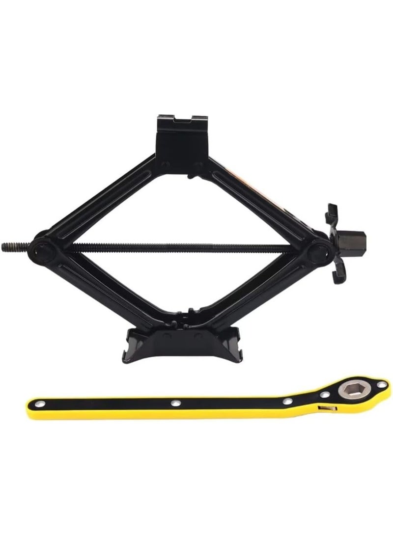 طقم جاك سيارة 2 طن – رافعة مقصية قوية مع يد مفكّرة لتوفير الجهد – محمول ومناسب للطوارئ - Image 1