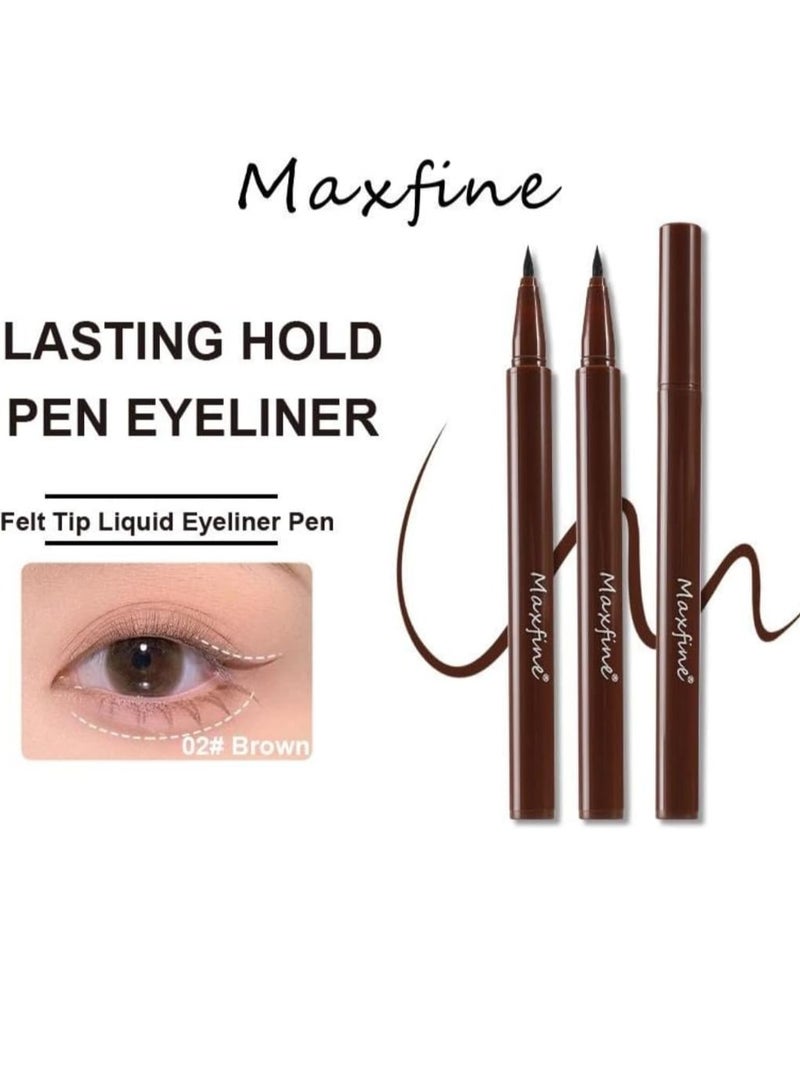 Maxfine Smooth Strokes Exquisite Sculpting Liquid Eyeliner Brown Liquid Eyeliner Pen Waterproof and Quick Drying Long Lasting Eyeliner Pen Durable Sweat Proof and Not Blooming Eyeliner 02  - Image 2
