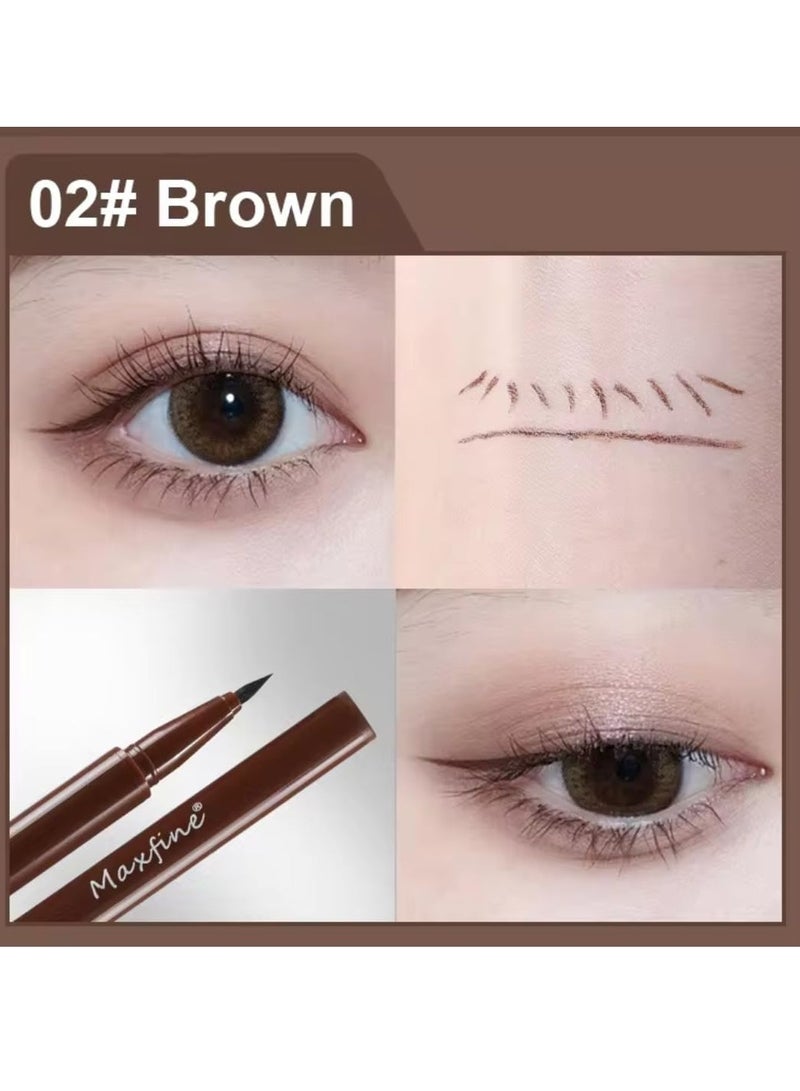 Maxfine Smooth Strokes Exquisite Sculpting Liquid Eyeliner Brown Liquid Eyeliner Pen Waterproof and Quick Drying Long Lasting Eyeliner Pen Durable Sweat Proof and Not Blooming Eyeliner 02  - Image 4