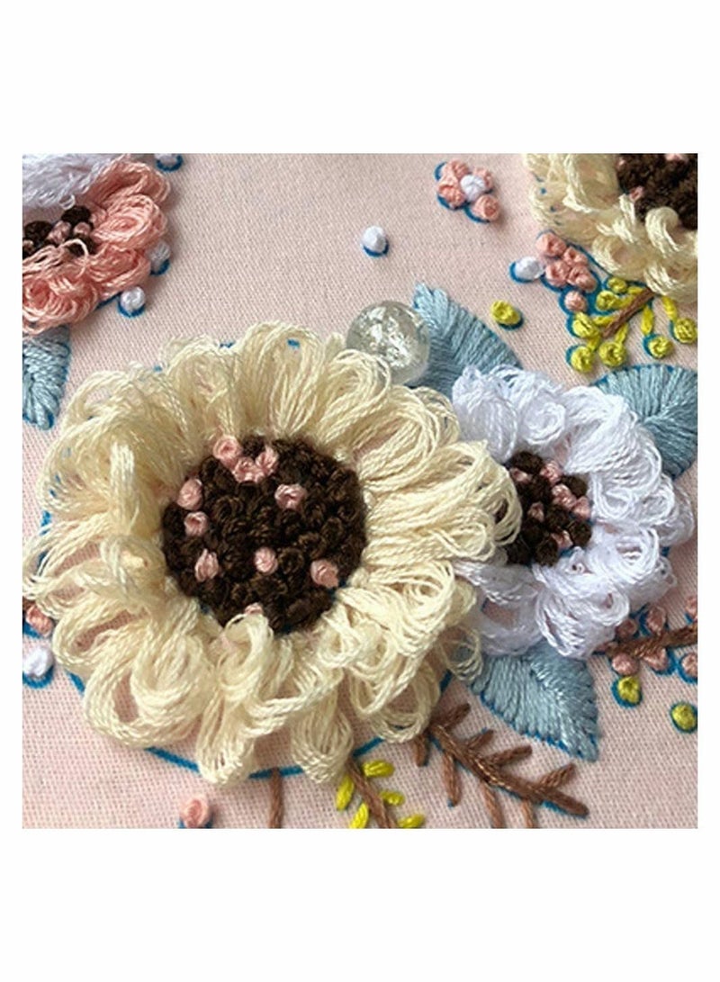 Y&D Embroidery Starter Kit with Pattern, Including Cloth Botanical Floral Garden Pattern Hoop Color Threads and Tools Full Range for Adult Beginner  - Image 3