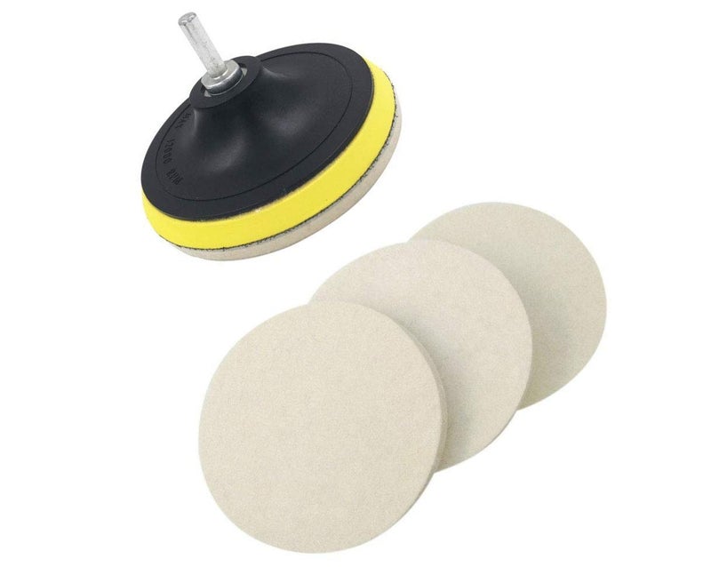 DIY Crafts Wool Felt Disc Polishing Pads and Backing Pad with Drill Adapter Kit to Grind and Polish Glass Plastic Metal Marble Car Body Polishing Shining (1 Set Pack, 7" inch Kit/Set) - Image 1