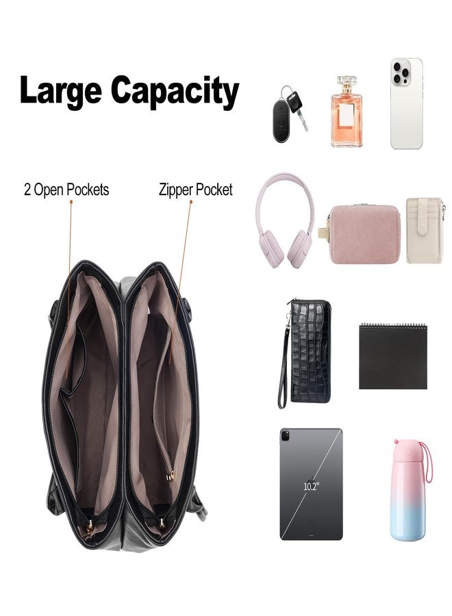 SENDEFN Large Work Tote Bag for Women Shoulder Bag Large Top Handle Handbag with Two Main Compartments Ladies Travel Purse Hobo Bag with Zipper Pocket - Image 4