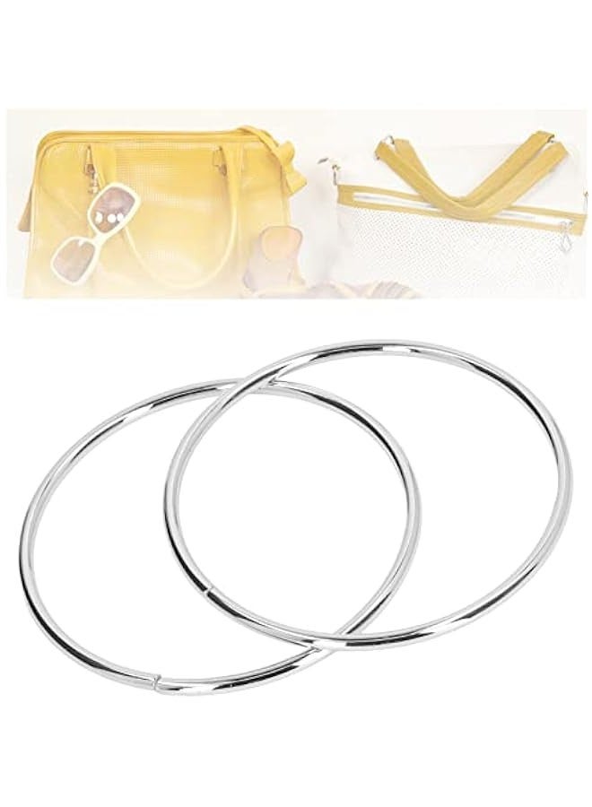 Purse Handle, 2 Round Metal Handles Handbag Ring Buckle Bag Handle Hardware Wire for Luggage Hardware Accessories(White)  - Image 3