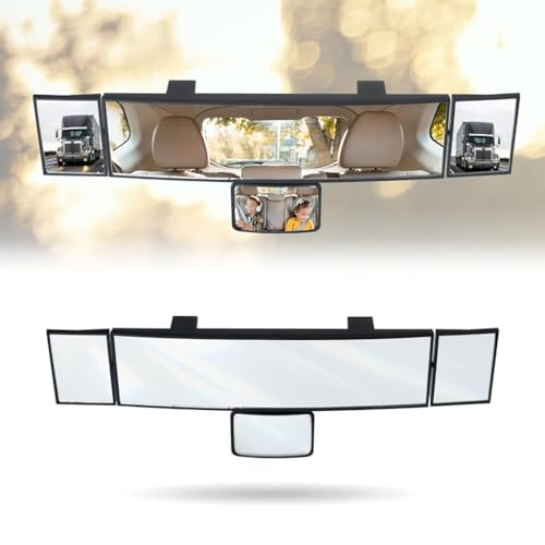 STHIRA® 15'' HD Wide Angle Rear View Mirror for Car Enhanced Visibility & Anti-Blind Spot Car Rear View Mirror Extension with Triple Rotatable Auxiliary Mirrors Easy Installation Clip-On - Image 1