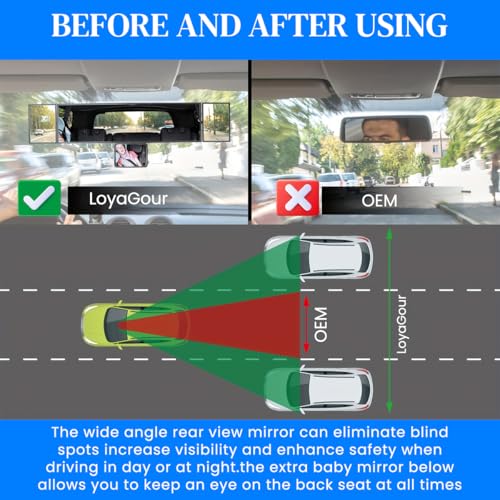 STHIRA® 15'' HD Wide Angle Rear View Mirror for Car Enhanced Visibility & Anti-Blind Spot Car Rear View Mirror Extension with Triple Rotatable Auxiliary Mirrors Easy Installation Clip-On - Image 5