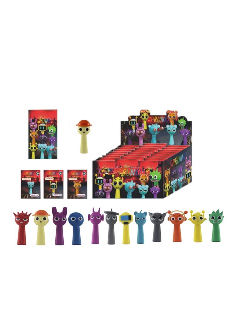 Generic - 7cm Rhythm Box Characters Blind Box Surprise Set, 12 Random Styles in Box, 24 Packs to Pull - Image 1