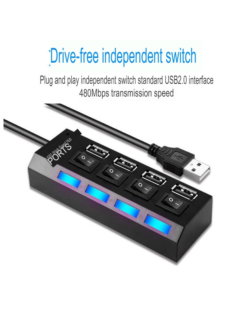 AROAQ USB Flash Drive Hub, Laptop Powered USB Port USB Device Connector, Durable Multi-purpose Individual Power USB Adapter, (Independent Switch [One to Seven] Black) - Image 3