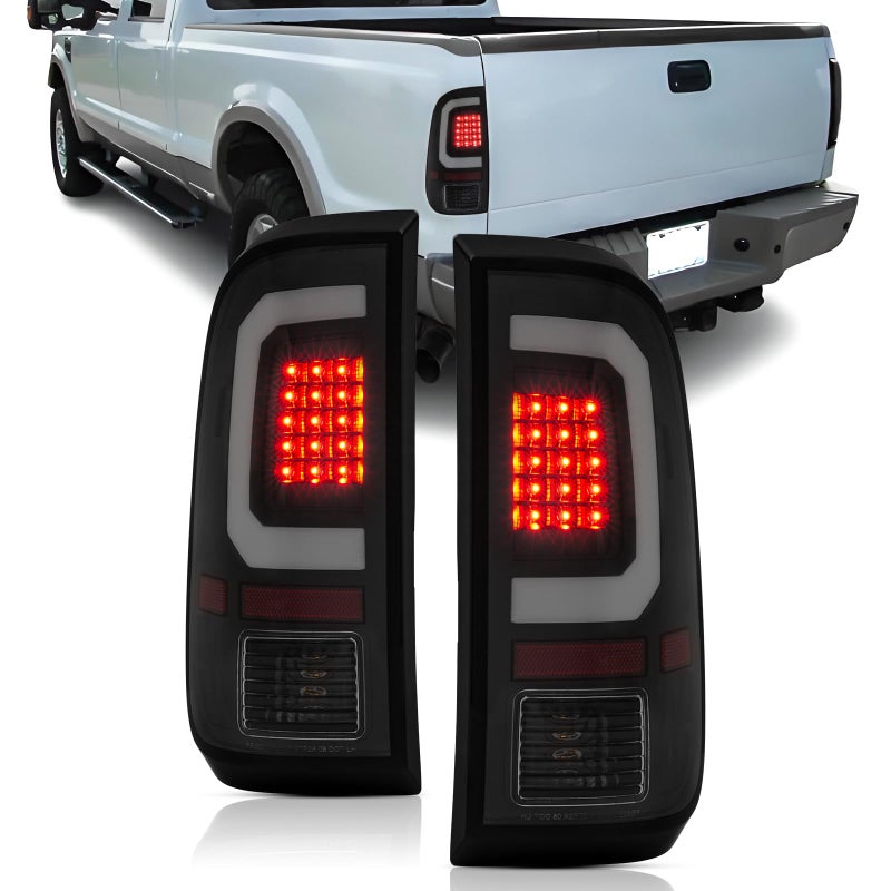 corkiauto LED Tail Lights Assemble Compatible with1997-2003 Ford F150,1999-2007 Ford F250 F350 Superduty Driver and Passenger Side, Smoke Lens - Image 2