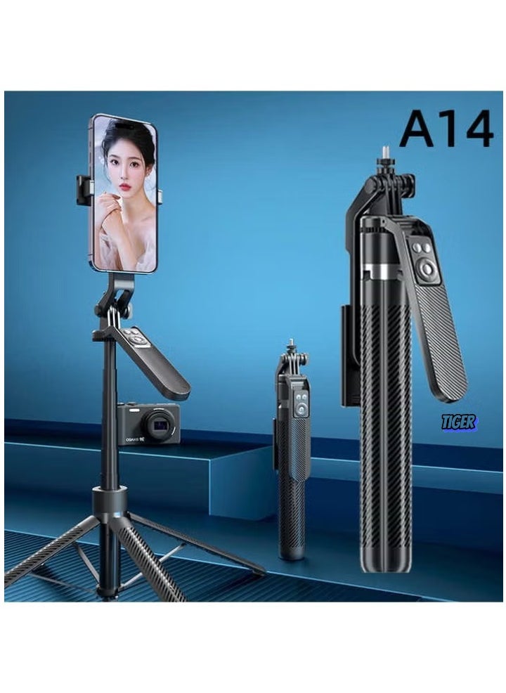 JAJEEK A14 Bluetooth Aluminum Light Handheld Mini Smart Flexible Mobile Tripod Selfie Phone Stand Holder with Remote Wireless Stick for Phone & Tablet – Portable & Adjustable, Perfect for Photography & Video Recording - Image 1