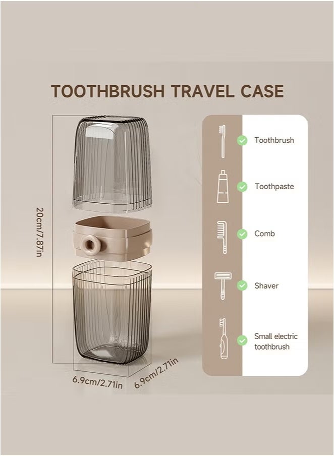 PINKSAMA Travel Set of Toothbrush Case and Soap Case, Dustproof Toothbrush Cover and Rinse Cup, Large Capacity Toothbrush Cup and Soap Case, Portable Storage Container for Business, Camping, School, Trip - Image 5