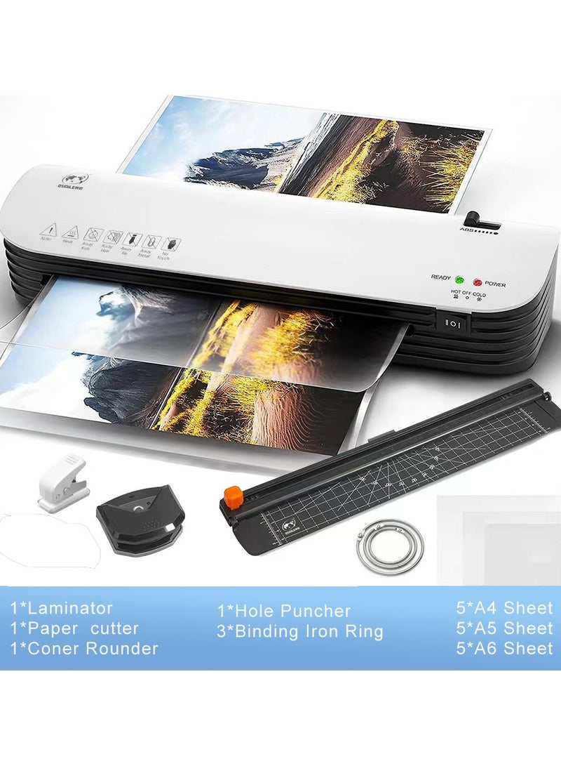 OSMILE Laminator,  Laminator Machine with 15 Laminating Sheets, A4 Laminating Machine Hot & Cold with Paper Trimmer & Corner Rounder, 9-Inch Personal Thermal Laminator for Home School Office - Image 1