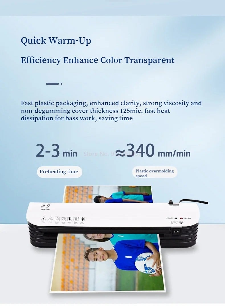 OSMILE Laminator,  Laminator Machine with 15 Laminating Sheets, A4 Laminating Machine Hot & Cold with Paper Trimmer & Corner Rounder, 9-Inch Personal Thermal Laminator for Home School Office - Image 3
