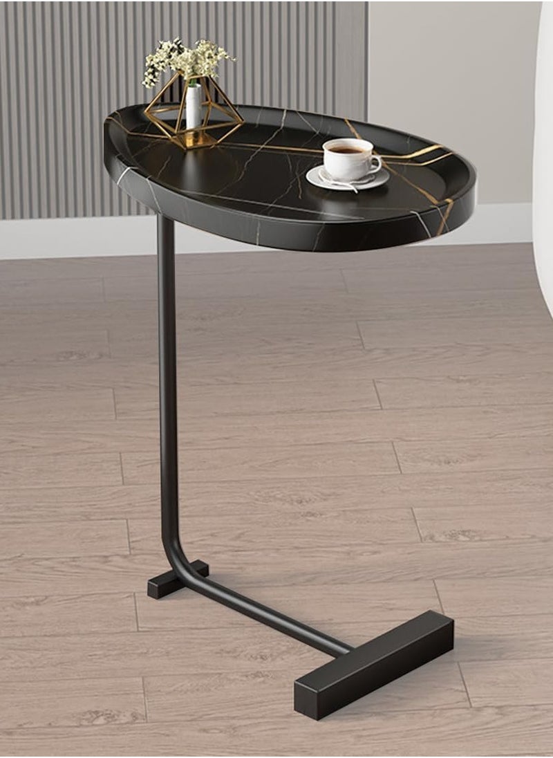 DubaiGallery Sofa Side End Table, Light Luxury Side Table Simple Corner Table Bedside Cabinet Metal Frame C Shaped Table for Sofa Bed Living Room Bedroom  - Image 3