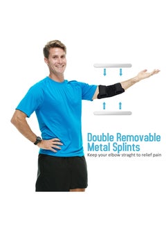 Excefore Elbow Brace, Comfortable Night Elbow Support, Adjustable Elbow Stabilizer, for Sleep Elbow Splint, with 2 Removable Metal Splints for Cubital Tunnel Syndrome, Tendonitis, Ulnar Nerve, Tennis  - Image 3