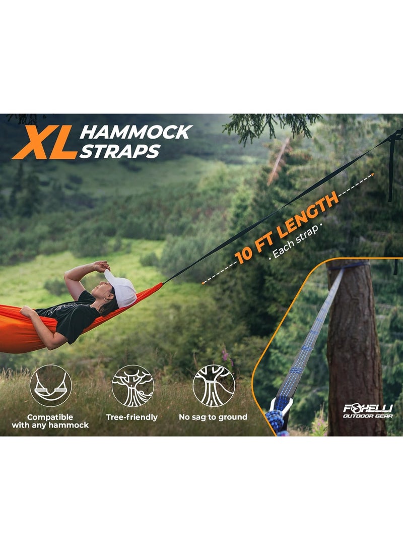 Foxelli XL Hammock Straps - Extra Long 20FT Heavy Duty No-Stretch Suspension System, 40+2 Loops, 2000 LBS Capacity, for Indoor/Outdoor Use â€“ Set of 2 Straps & Carry Bag - Image 3