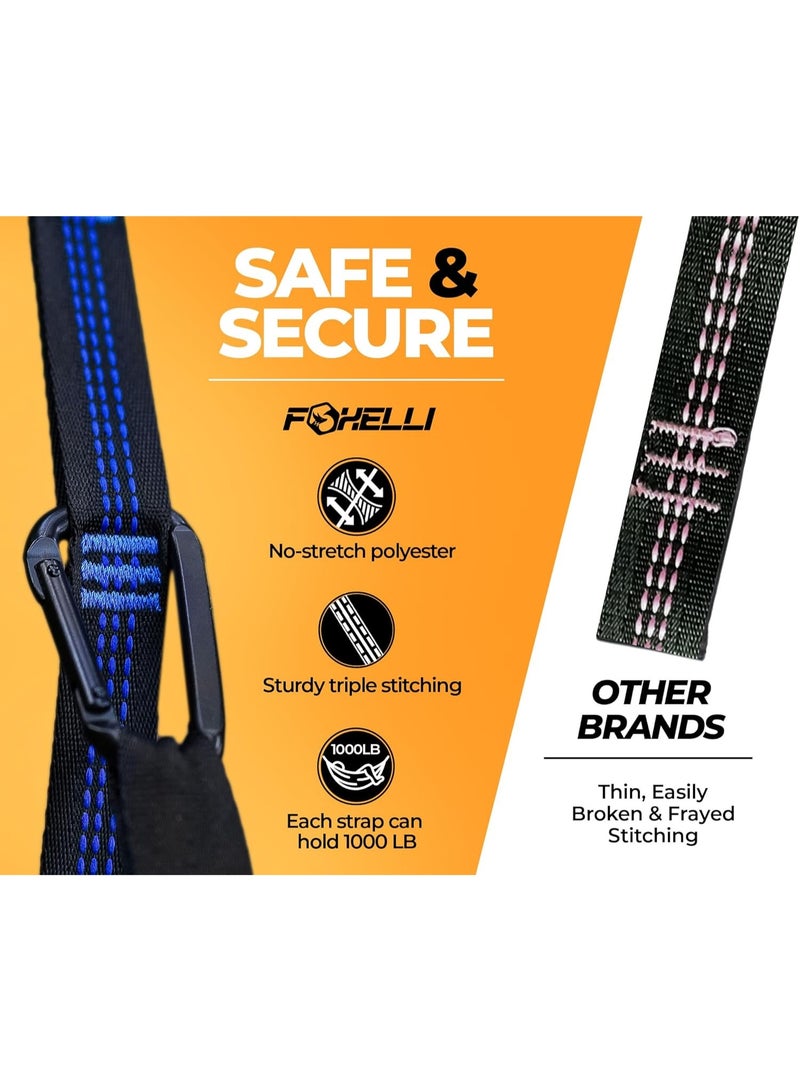 Foxelli XL Hammock Straps - Extra Long 20FT Heavy Duty No-Stretch Suspension System, 40+2 Loops, 2000 LBS Capacity, for Indoor/Outdoor Use â€“ Set of 2 Straps & Carry Bag - Image 2