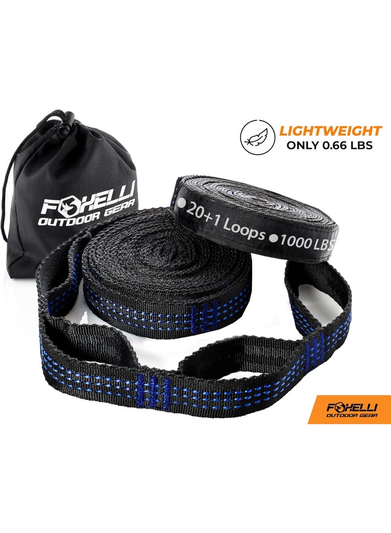 Foxelli XL Hammock Straps - Extra Long 20FT Heavy Duty No-Stretch Suspension System, 40+2 Loops, 2000 LBS Capacity, for Indoor/Outdoor Use â€“ Set of 2 Straps & Carry Bag - Image 4