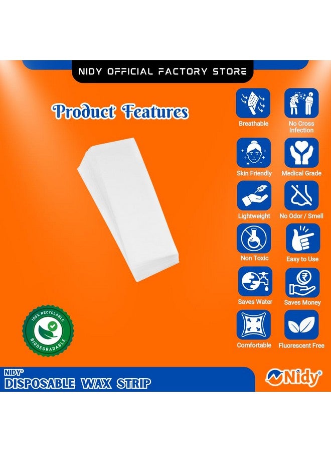 STORE77 Nidy® Non-Woven Hair Removal Plain Waxing Strips | Wax Strips, Multi-Area Hair Removal for Face, Legs, Underarms & Eyebrows, Chest, Back, Intimate Area 60Pcs 100GSM - Disposable White Color, Ultra Soft, Hypoallergenic, No Mess, Smooth Skin for Men and Women - Image 2