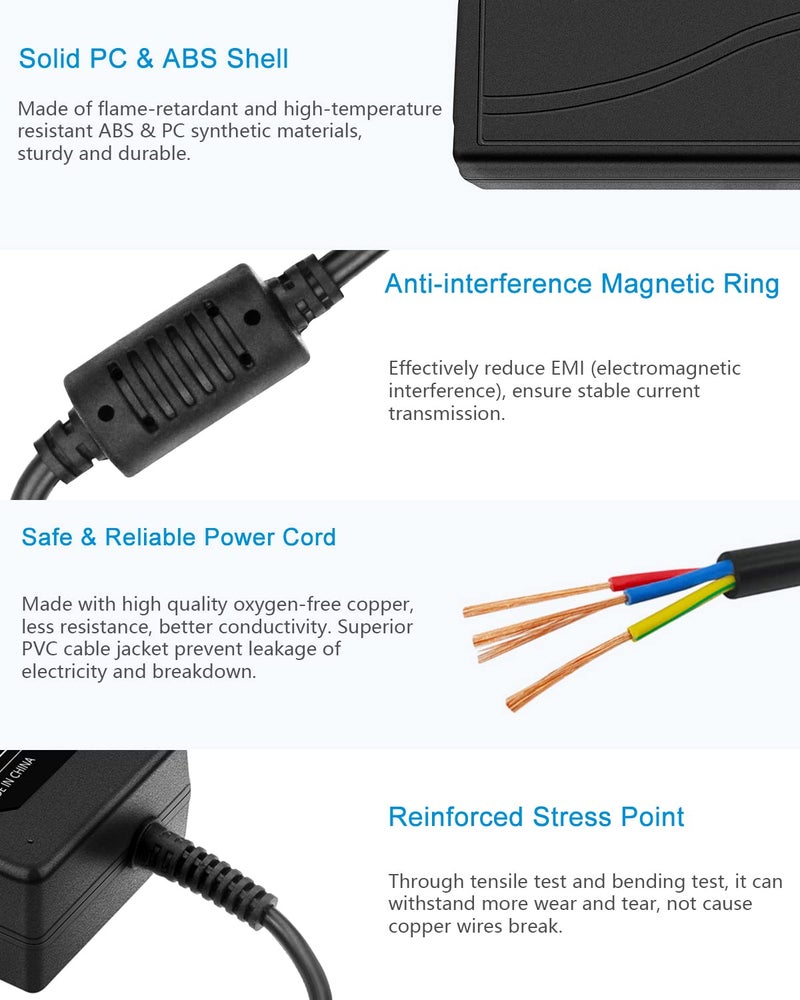 ALITOVE 12V Power Supply 6A 72W AC to DC Adapter 100~240V AC to DC 12 Volt 6 Amp Converter 12 vdc 6A 5.8A 5.5A 5.2A Transformer 5.5mmx 2.5mm 2.1mm Plug for LED Strip Light CCTV Camera DC Pump Fan - Image 5