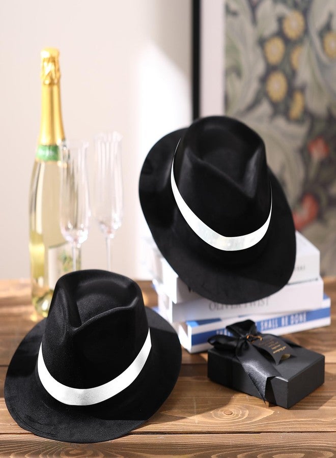 Sureio 12 Pieces Gangster Hat, Plastic Gentlemen Hats, Gangster Costume Hats for Men Women 1920s Party(Black and White) - Image 4