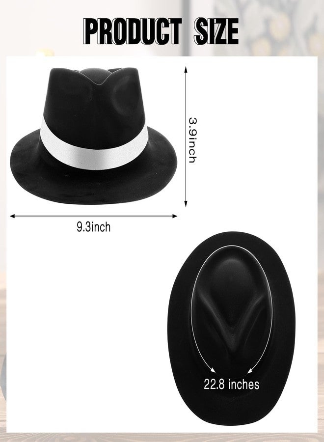 Sureio 12 Pieces Gangster Hat, Plastic Gentlemen Hats, Gangster Costume Hats for Men Women 1920s Party(Black and White) - Image 2