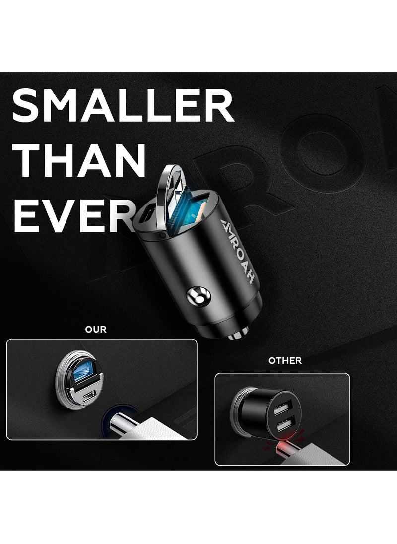 AMROAH - USB C Car Charger Adapter 60W Double Port 12-24V, Lighter USB A Charger for Auto Fast Charging Phone Tablet Charge for iPhone Pro Max iPad Pro Samsung Galaxy Xiaomi Pixel - Image 1