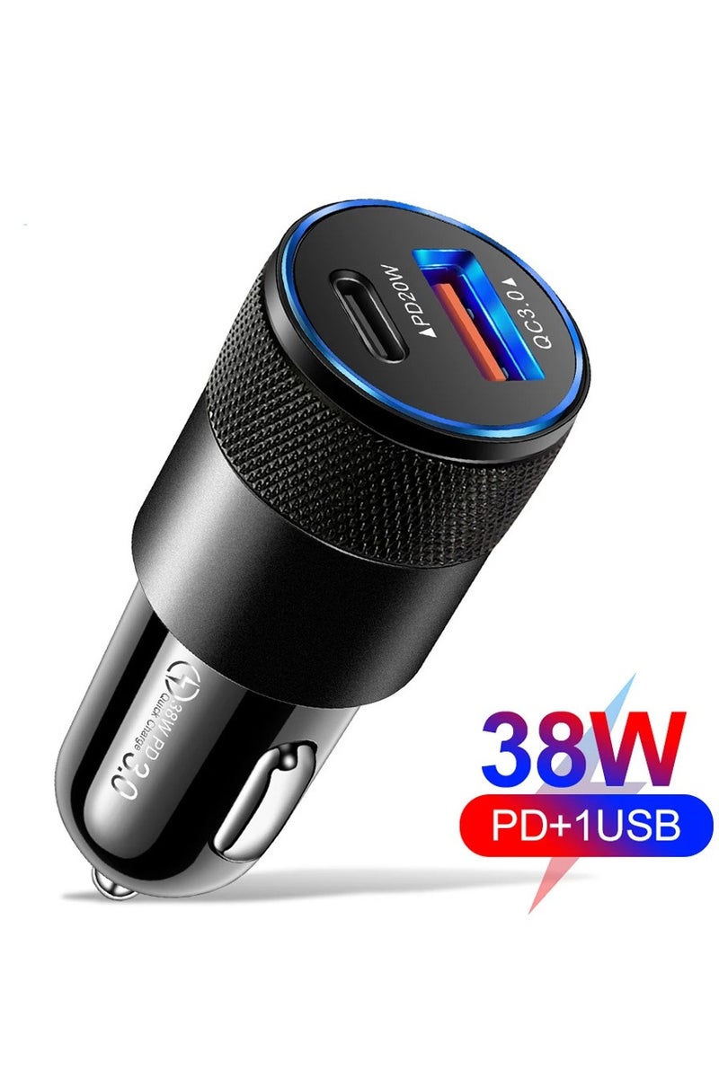 AMROAH USB C Car Charger Adapter 60W Double Port 12-24V, Lighter USB A Charger for Auto Fast Charging Phone Tablet Charge for iPhone Pro Max iPad Pro Samsung Galaxy Xiaomi Pixel - Image 1