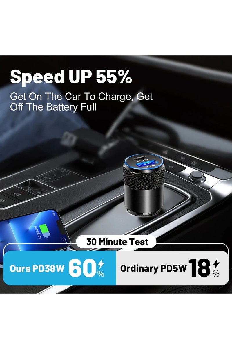 AMROAH USB C Car Charger Adapter 60W Double Port 12-24V, Lighter USB A Charger for Auto Fast Charging Phone Tablet Charge for iPhone Pro Max iPad Pro Samsung Galaxy Xiaomi Pixel - Image 2