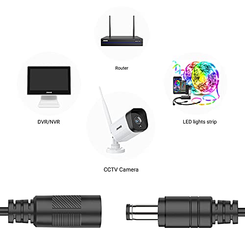 Wefomey 2-Pack 10ft DC Extension Cord 5.5mm x 2.1mm, Universal DC 12V Power Extension Cable for Security Camera, LED Strip, CCTV IP Surveillance, 5V 9V 24V 12 Volt Male to Female Plug Supply Adapter - Image 5