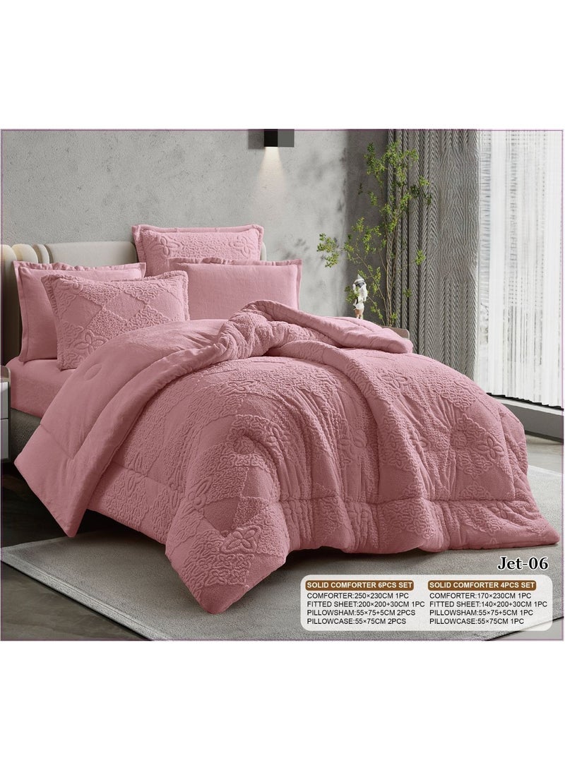 Luxury royal-style winter comforter set for a double bed, featuring a blend of velvet and soft fur (6 pieces, 230×250 cm)