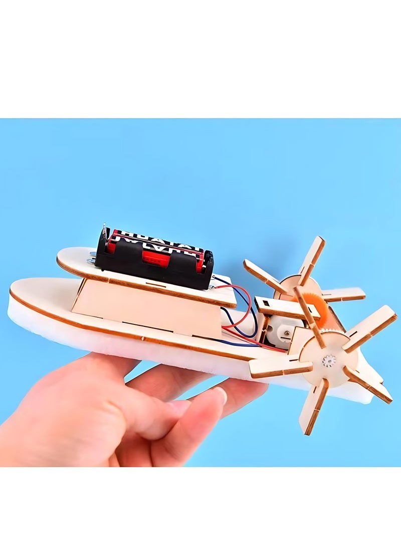 ALMiHomi DIY Paddle Boat Science Kit for Kids Age 6+ – Electric Wooden Assembly Toy, STEM Educational Craft & Science Experiment, Creative DIY STEM Learning Toy for Boys & Girls - Image 5