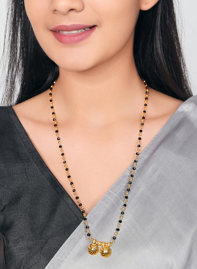 JHB 24 inch jewellery's Traditional Temple Forming One Gram Gold Stylish Maharashtrian Wati Mangal sutra Set Tanmaniya Black Vati Mangalsutra For Women - Image 2