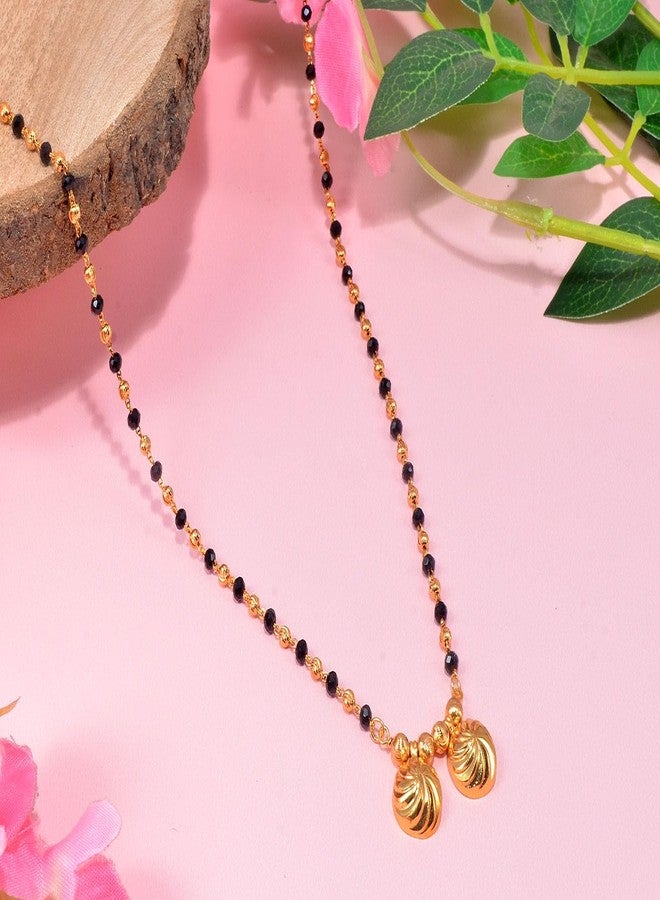 JHB 24 inch jewellery's Traditional Temple Forming One Gram Gold Stylish Maharashtrian Wati Mangal sutra Set Tanmaniya Black Vati Mangalsutra For Women - Image 3