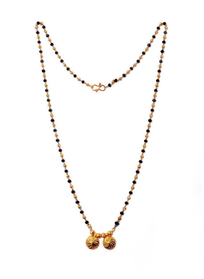 JHB 24 inch jewellery's Traditional Temple Forming One Gram Gold Stylish Maharashtrian Wati Mangal sutra Set Tanmaniya Black Vati Mangalsutra For Women - Image 1