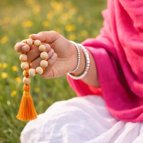 RDK® Natural Tulsi Japa Mala Necklace with Tassel for Meditation Mantra Chanting & Pooja Astrology Organic Jewellery for Men & Women - 9+1 Beads - Image 3