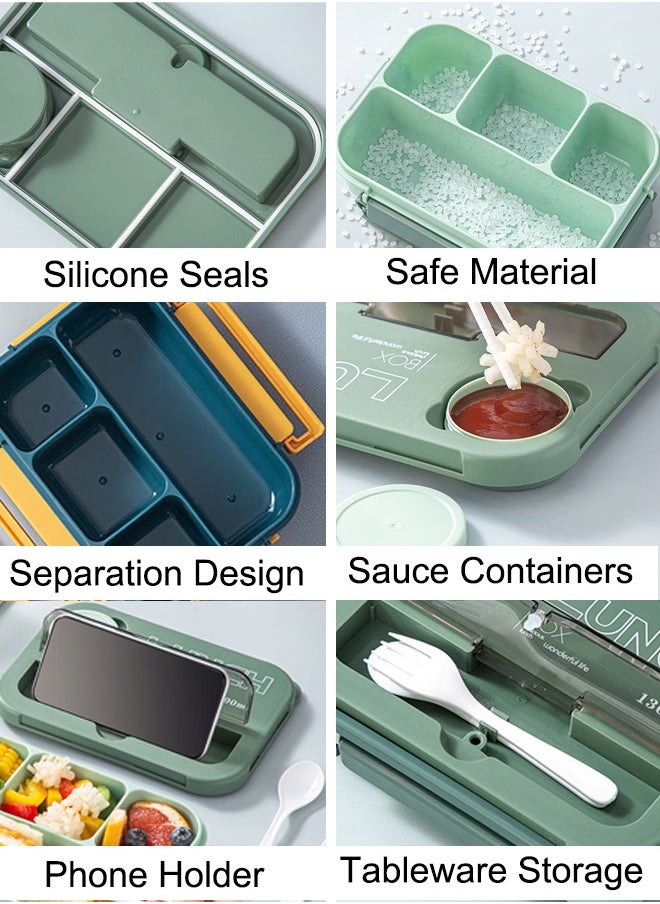 Super ZYouth - Kids Bento Lunch Box, Lunch Containers for School with 4 Compartments, Utensils and Sauce Container, 1300ml - Image 1