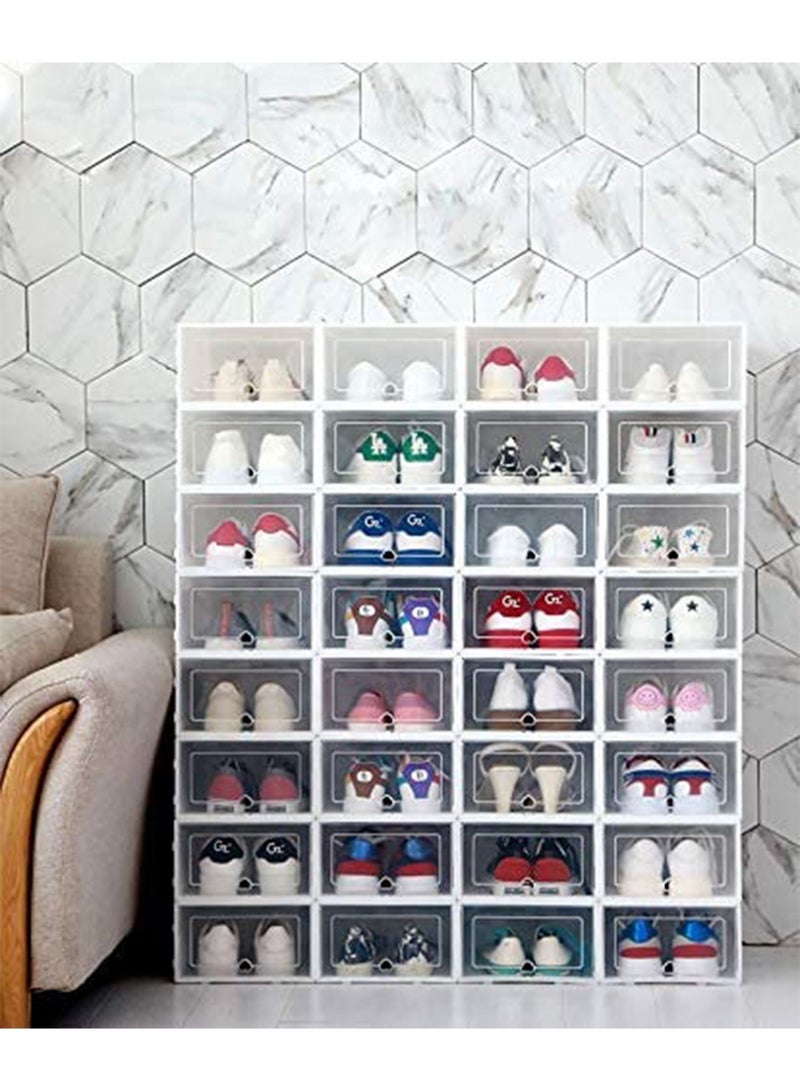 LIMOS Plastic Shoe Storage Organizer Clear Transparent Stackable box (White 24Pcs) - Image 1