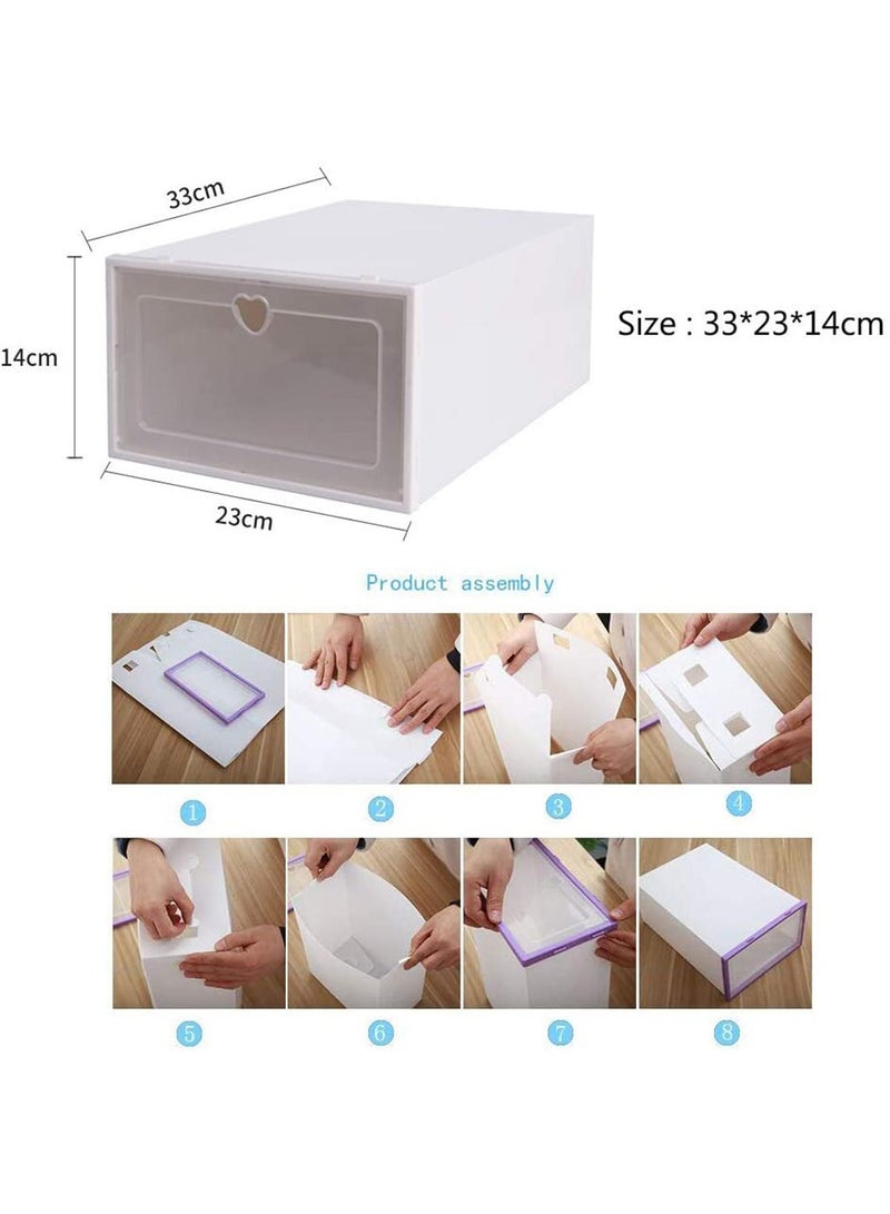 LIMOS Plastic Shoe Storage Organizer Clear Transparent Stackable box (White 24Pcs) - Image 2