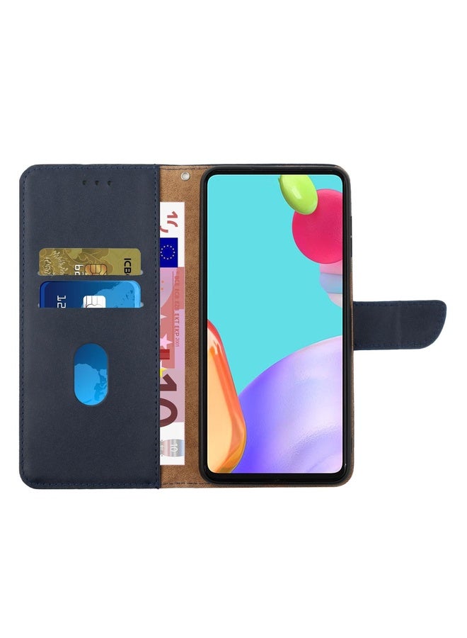 HuHa Case Cover For Xiaomi Redmi 13C 5G Genuine Leather Fingerprint-proof Flip Phone Case(Blue) - Image 4
