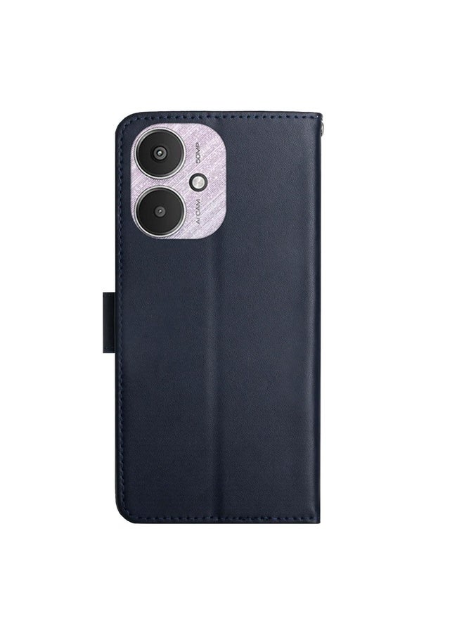 HuHa Case Cover For Xiaomi Redmi 13C 5G Genuine Leather Fingerprint-proof Flip Phone Case(Blue) - Image 3