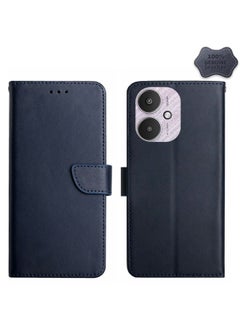 HuHa Case Cover For Xiaomi Redmi 13C 5G Genuine Leather Fingerprint-proof Flip Phone Case Blue 