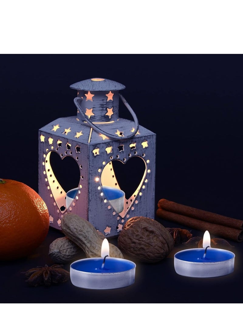 Lukadah 100 Pack Mini Tea Lights Candles - Unscented - Smokeless - 2 Hour Burn Time - Decoration for Wedding, Party, Dating and Festival Celebration (Blue) - Image 5