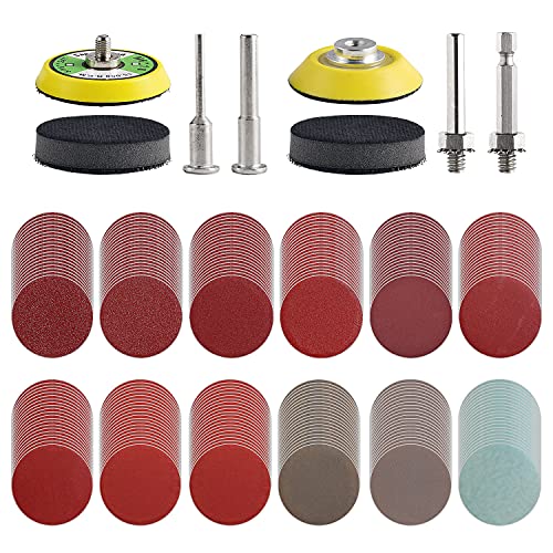 Tshya 240pcs 2inch Sanding Discs Pad Variety Kit for Drill Grinder Rotary Tools Attachment with 2Pcs 1/8"&1/4" Shank Backer Plate, Sanding Pads Includes 80-3000 Grit - Image 1