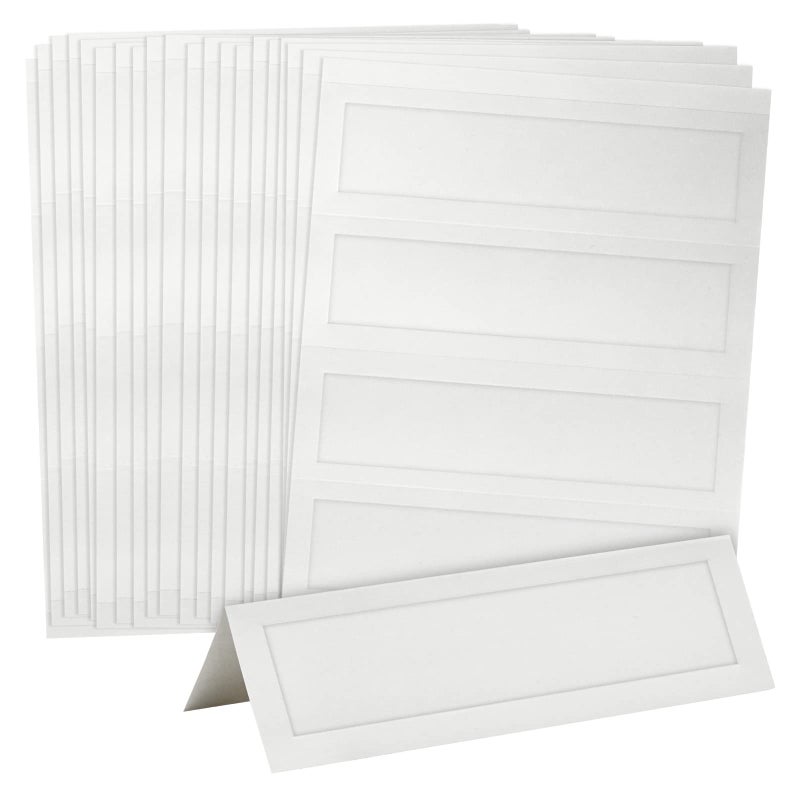 Sustainable Greetings Table Tents - 2.5 x 8 In, White, 120 Pack, 180 GSM Cardstock - Printable Seating Place Cards & Name Tents for Wedding & Event Tables - Easy Fold Tented Placecards - Image 1