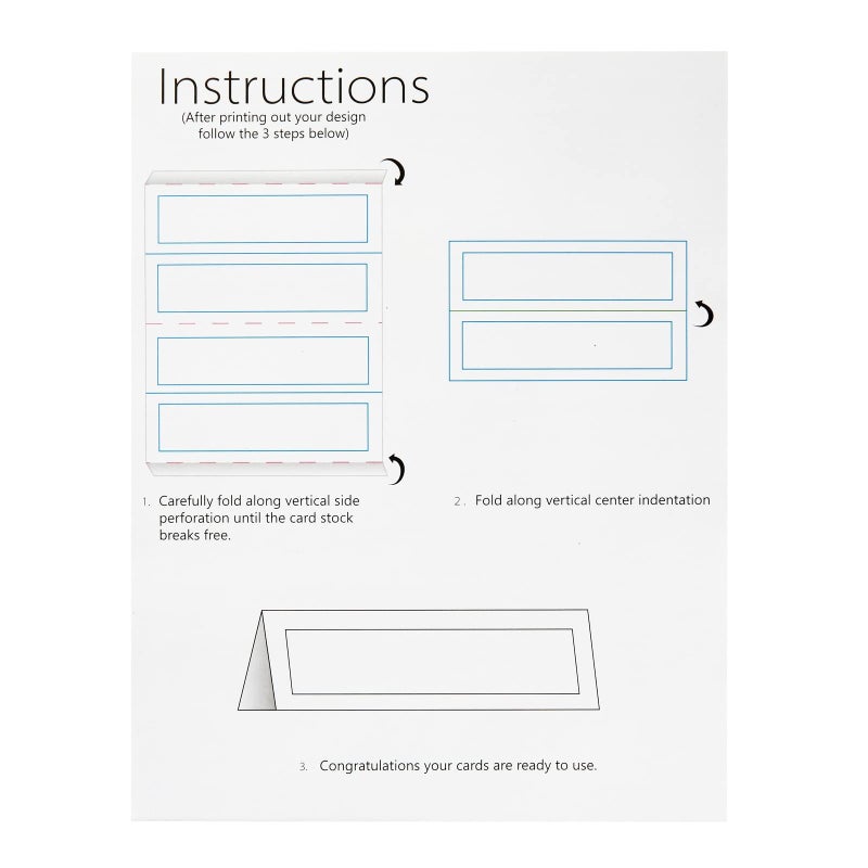 Sustainable Greetings Table Tents - 2.5 x 8 In, White, 120 Pack, 180 GSM Cardstock - Printable Seating Place Cards & Name Tents for Wedding & Event Tables - Easy Fold Tented Placecards - Image 5