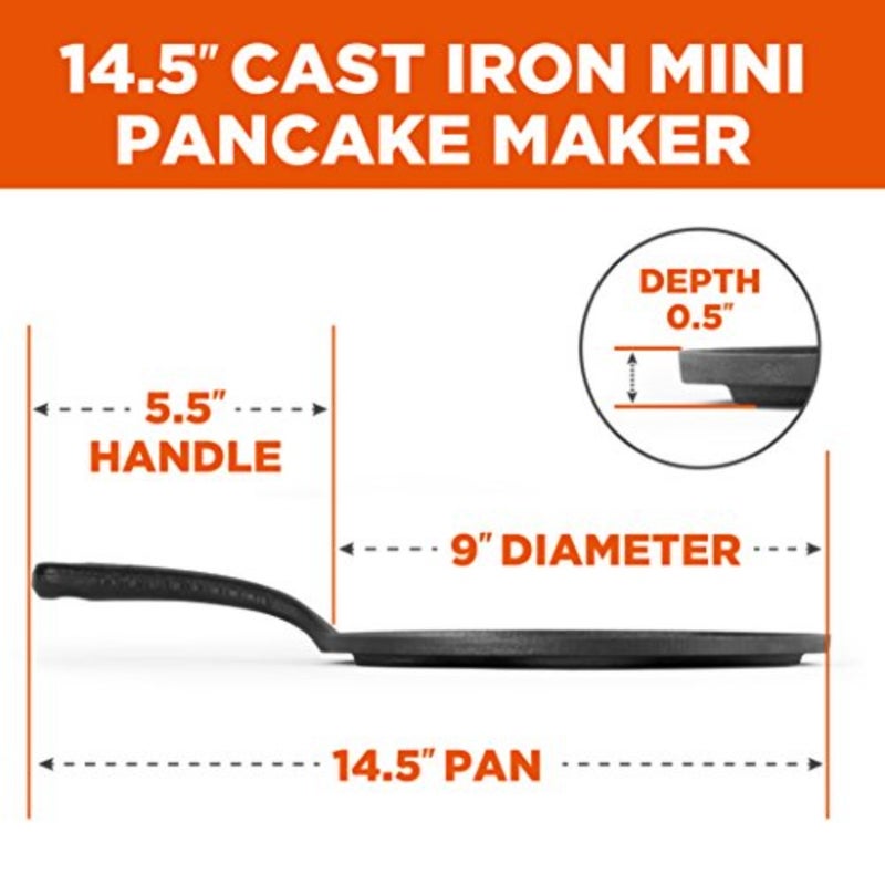 Cast Iron Pancake Pan, Silver Dollar Pancake Griddle, Easy to Clean and Heats Evenly, Makes 7 Mini Silver Dollar Pancakes - Image 2