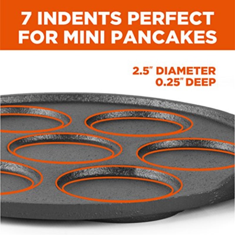 Cast Iron Pancake Pan, Silver Dollar Pancake Griddle, Easy to Clean and Heats Evenly, Makes 7 Mini Silver Dollar Pancakes - Image 3