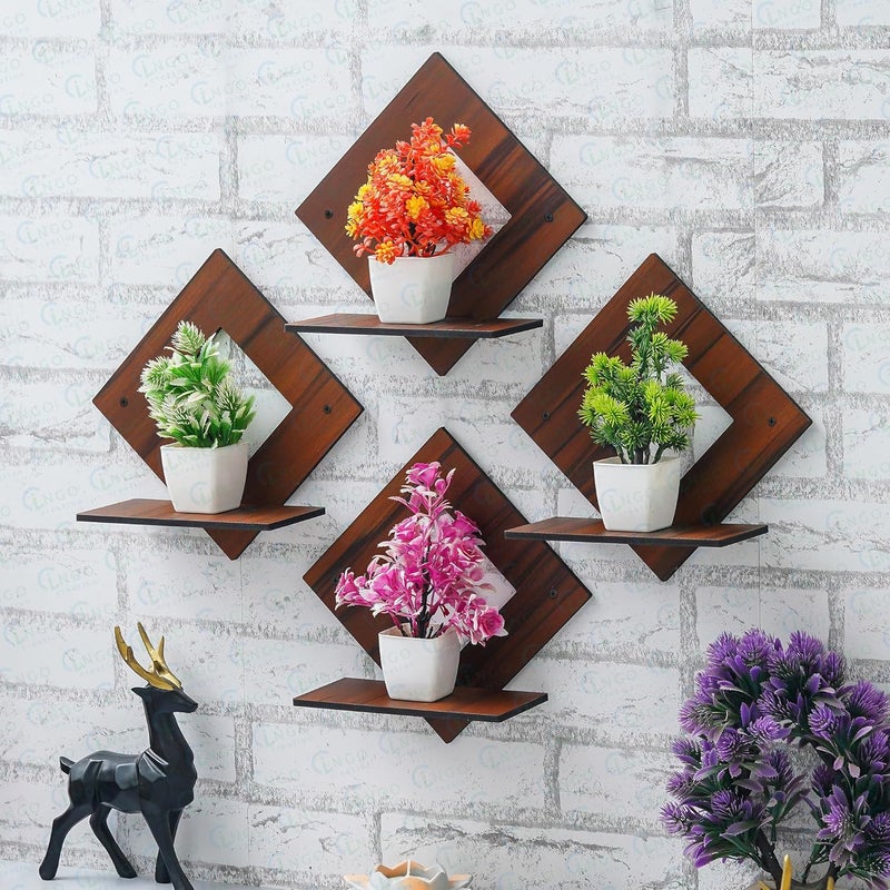 Ingo creation Wooden Wall Shelf Shelves Art Hanging Decor for Wall Diwali Decoration Items Home Decor Floating Display Rack Shelves Artwork for Living Room Kitchen Bedroom Ideal for Gifting - Image 3