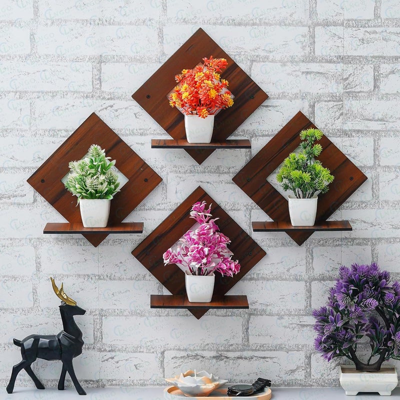 Ingo creation Wooden Wall Shelf Shelves Art Hanging Decor for Wall Diwali Decoration Items Home Decor Floating Display Rack Shelves Artwork for Living Room Kitchen Bedroom Ideal for Gifting - Image 2
