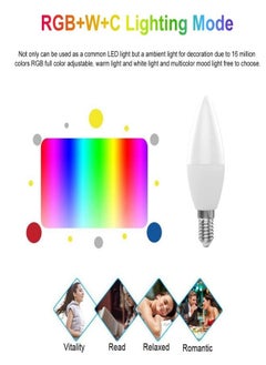 XLT 2 Pcs WiFi Smart LED Bulb 5W E14 Dimmable RGBWC Light Remote Control by Phone App Voice Control with Alexa Google Home Assistant  - Image 4